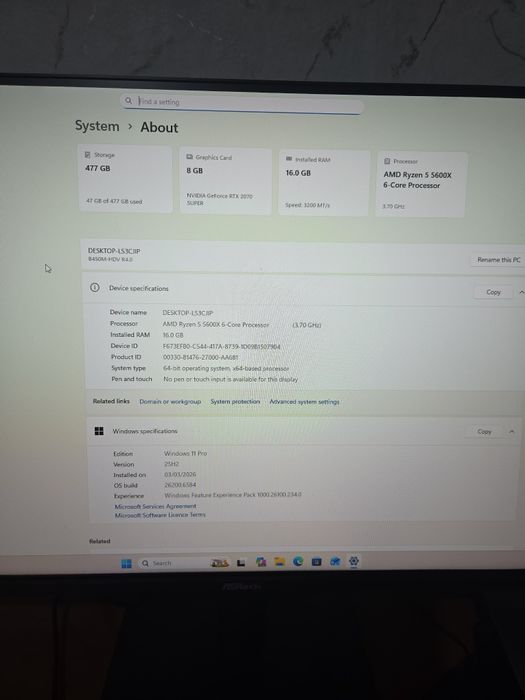 Ryzen 5 5600X / RTX 2070 SUPER / 16GB RAM / 512GB NVMe