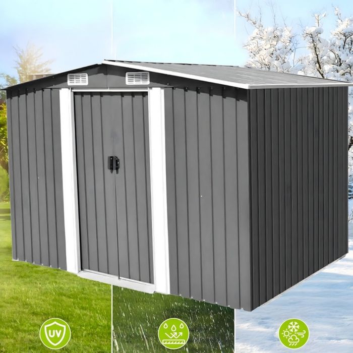 Метална градинска къща за инструменти с вентилация и заключване