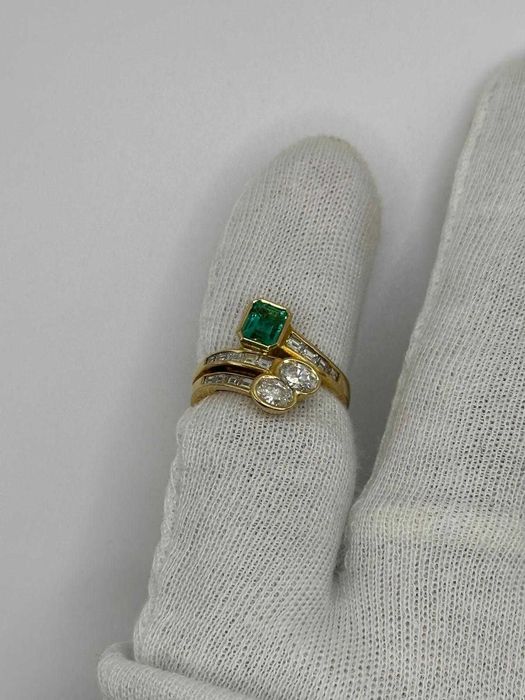 INEL AUR ALB 18K + SMARALD = 0.70CT + Diamante TOP = 1.70CT - F - VVS1