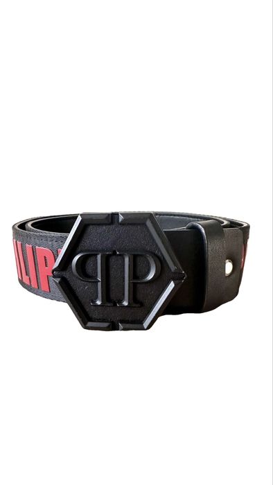 Мъжки колан Philipp Plein черно/червено