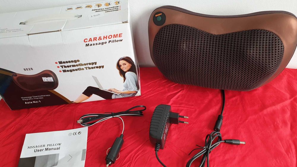 Намален от38лв-Шиацу масаж 8 глави, Възглавница масажор за кола