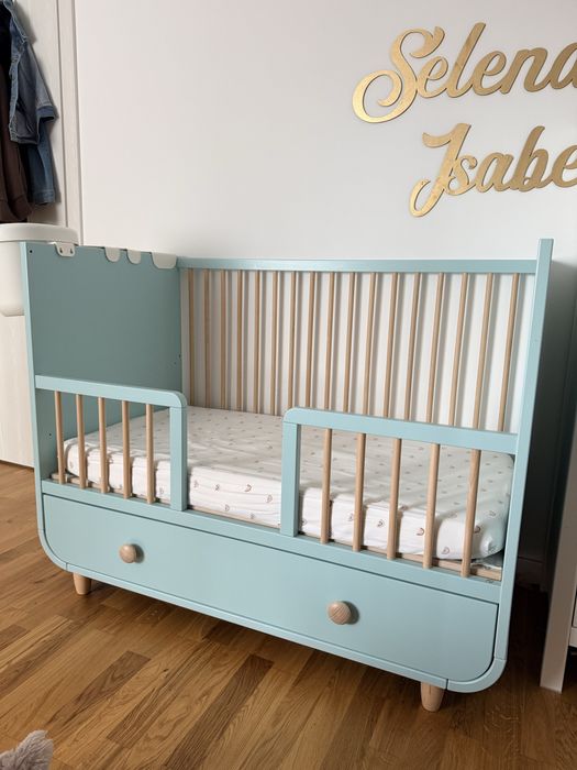 Patut toddler/bebe + saltea + cos depozitare
