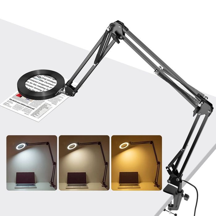 Лупа с осветление и стойка 15X LED лампа – Регулируема