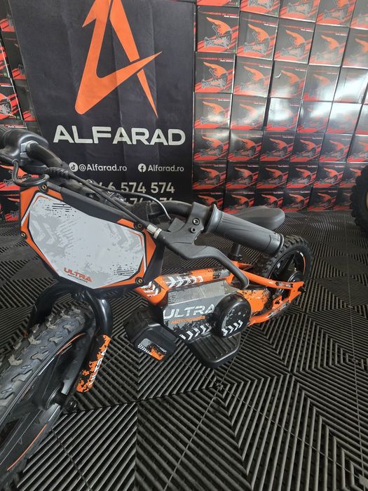 Bicicletă electrică Ultra pentru copii fara pedale 24V motor de 200W Portocaliu