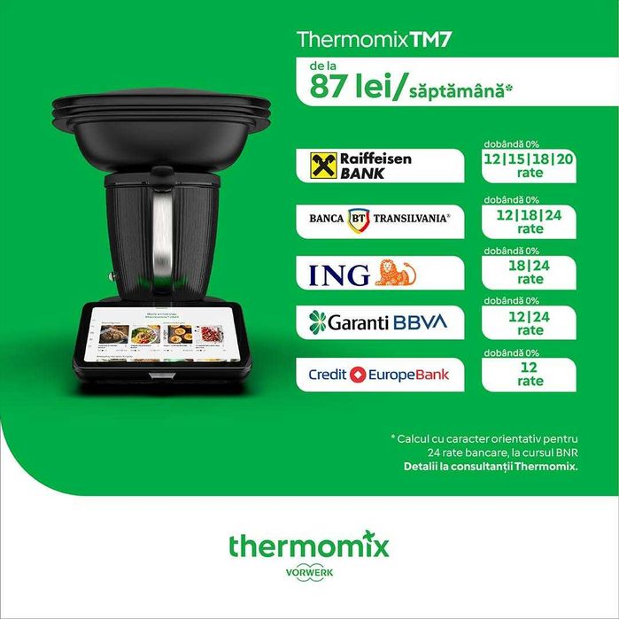 Thermomix TM 7 In Rate! Nou! Toate accesoriile incluse! Garantie 2 ani si acces Cookidoo 3 luni