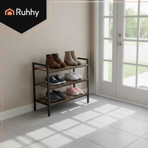Шкаф за обувки с 3 рафта, Модерен лофт дизайн, издръжлива конструкция