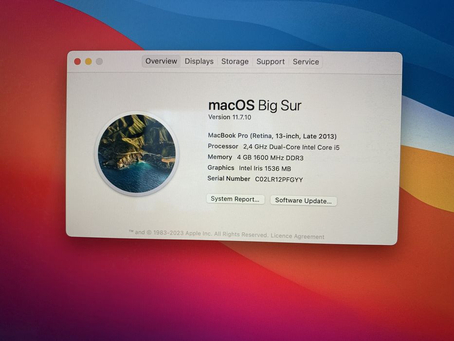 Laptop MacBook Pro A1502 Retina, intel i5, SSD