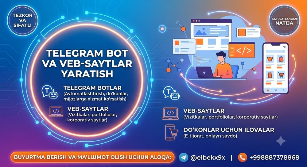 Telegram bot yaratish xizmati