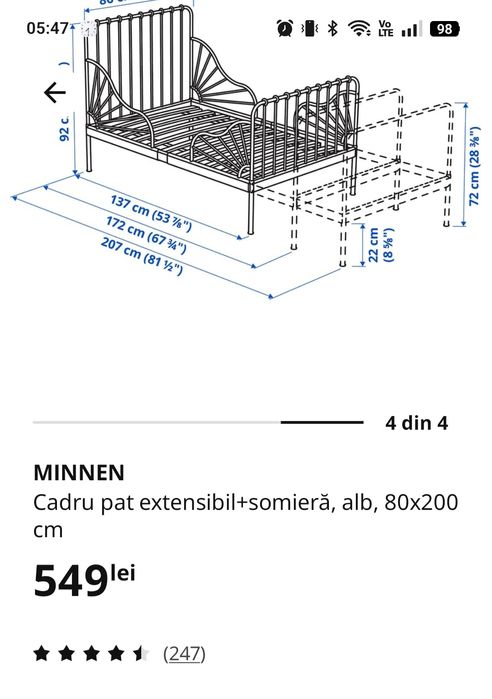 Cadru pat metalic Ikea