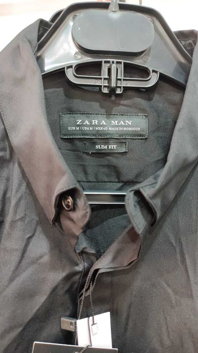 Cămașă Zara slim fit, nouă cu etichetă, neagră, elegantă