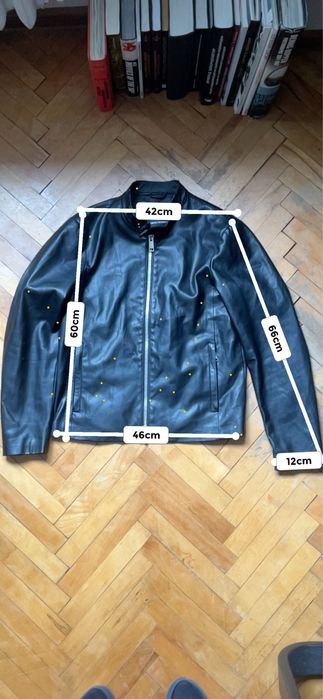 Armani Exchange Faux Leather Jacket Black Кожено Яке Бомбър Еко Кожа