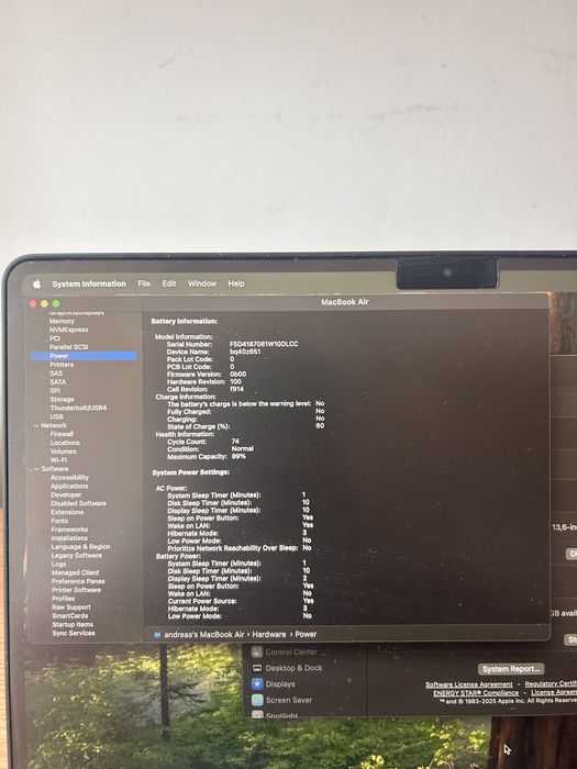 Apple MacBook Air M3 | 8GB RAM | Baterie 99% (74 Cicluri) | Stare Impecabilă