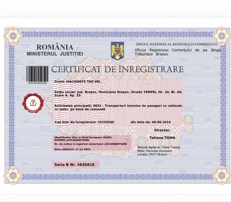 De vanzare firma taxi (SRL)Brasov
