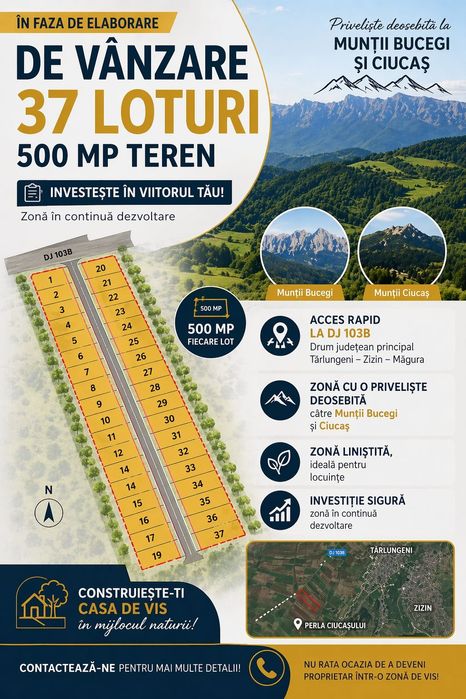 Teren de vânzare, loturi cu PUZ in lucru
