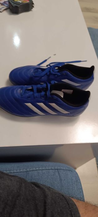 Ghete fotbal copii Adidas albastru/ alb mărimea 34