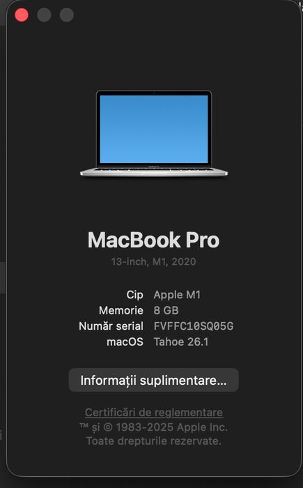 Macbook pro 13,3” M1 (A2338) 8GB, 256GB