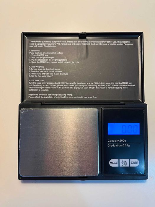 Cantar de precizie cu doua zecimale, pentru bijuterii, medicamente