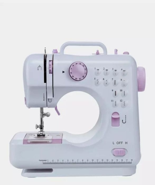 Mini tikuv mashinasi FHSM-505, 12 chokli, Oq Plastik Korpus