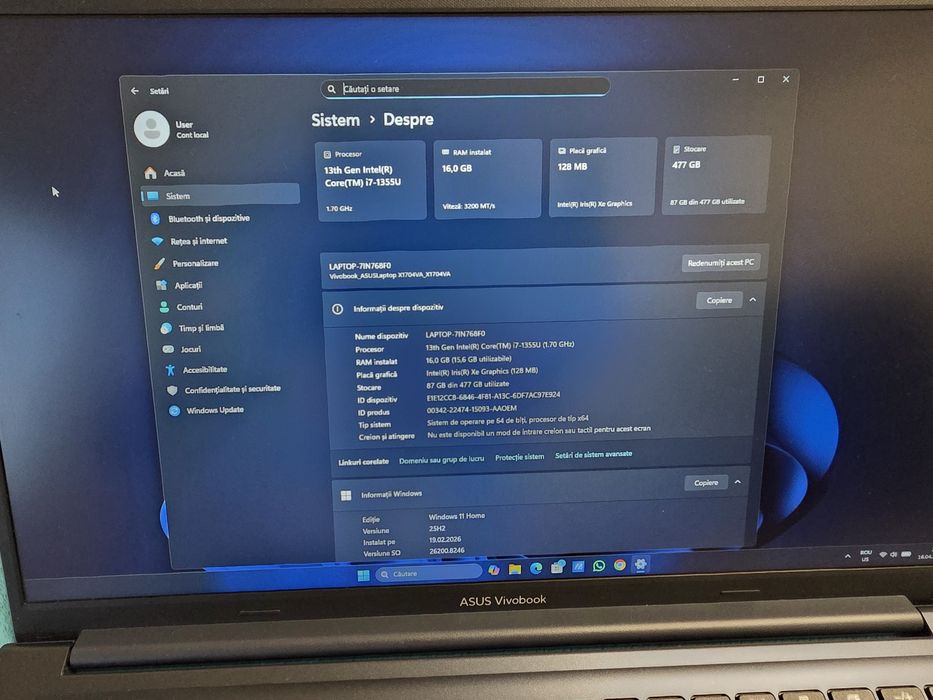 VivoBook 17 . I7. / 16g ram / 512 ssd  17,3" ips