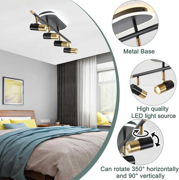 EIDISUNY LED димируеми таванни 4-посочни прожектори с дистанционно,30W