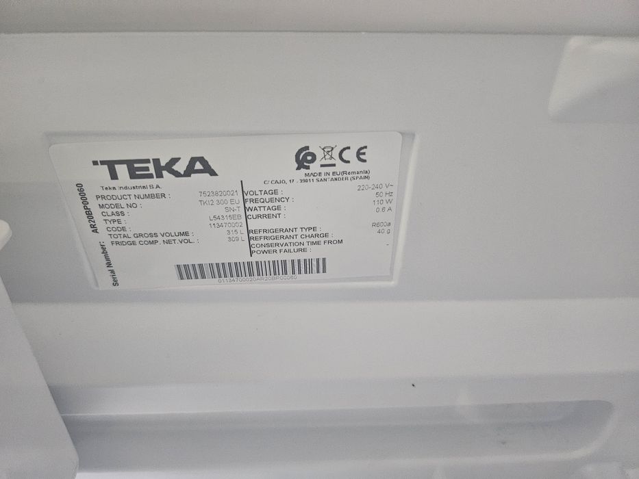 Морозильник Встраиваемый Тека TGI2 200NF