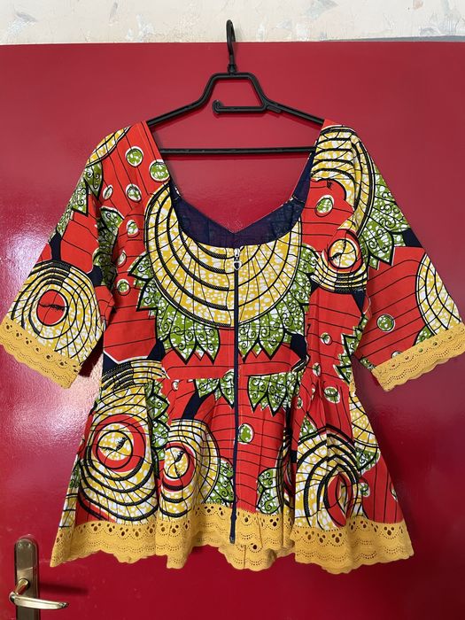 2бр пъстри африкански бохо топ блузи wax print L