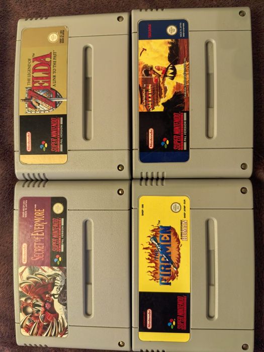 Zelda , secret of evermore,fireman, samurai super Nintendo snes Englez