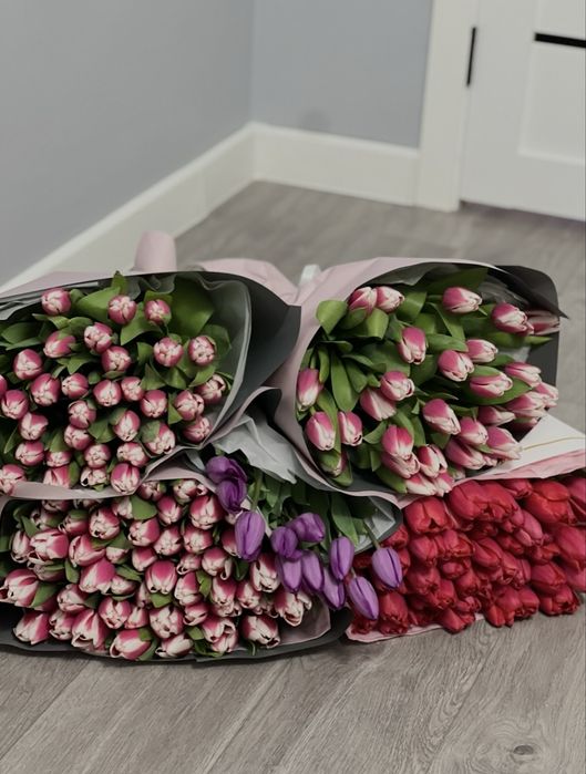 Готовые букеты тюльпан