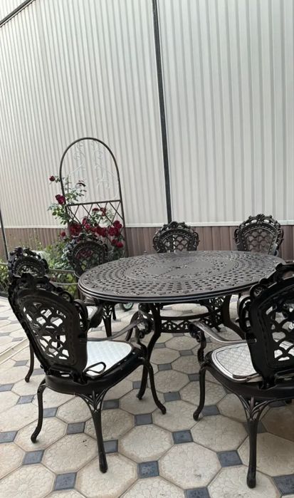 Металлические ротанг стол со стульями