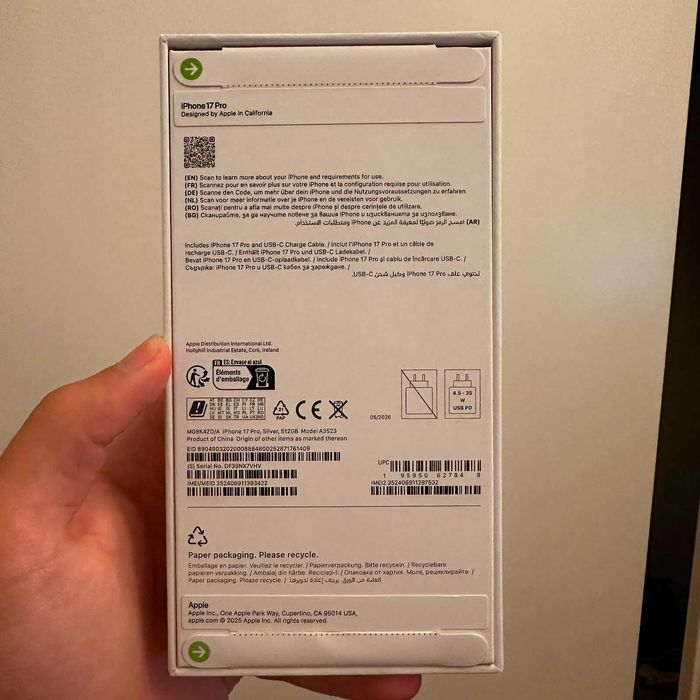 iPhone 17 Pro Silver - 512gb - Neverlocked - 1an Garantie Apple (SIGILAT)