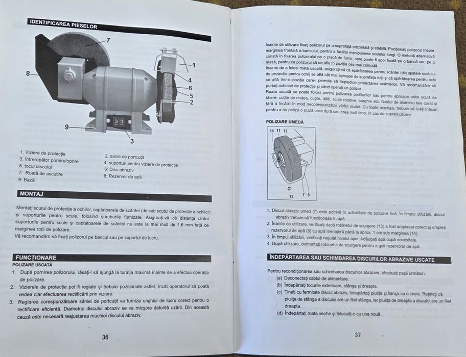 Polizor de banc cu polizare umeda