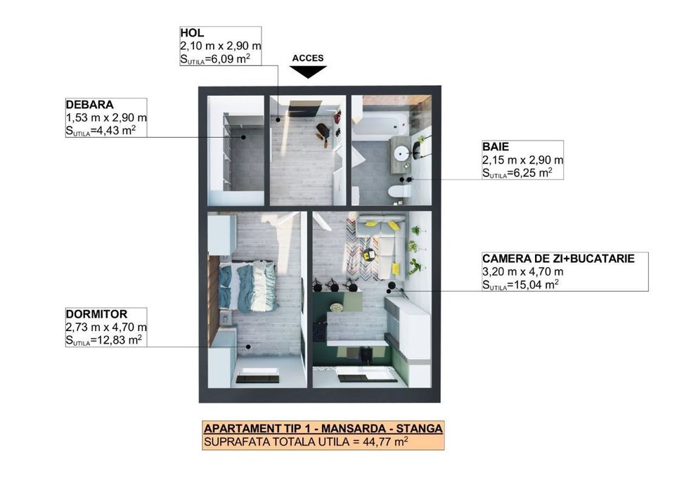 Apartament 2 camere in Apahida — fotografia 1