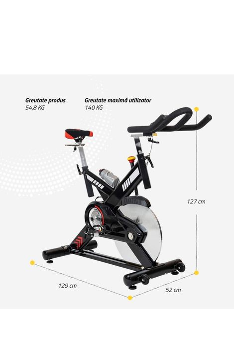 Bicicleta spinning  profesionala TECHFIT SBK400, , Sistem Inertie volanta: 24 kg
