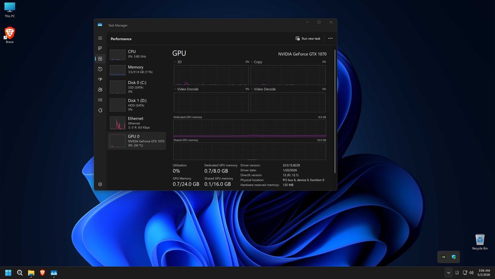 Calculator/Unitate PC Gaming Ryzen 5 3600 Nvidia GTX 1070 OC 8GB 32GB RAM