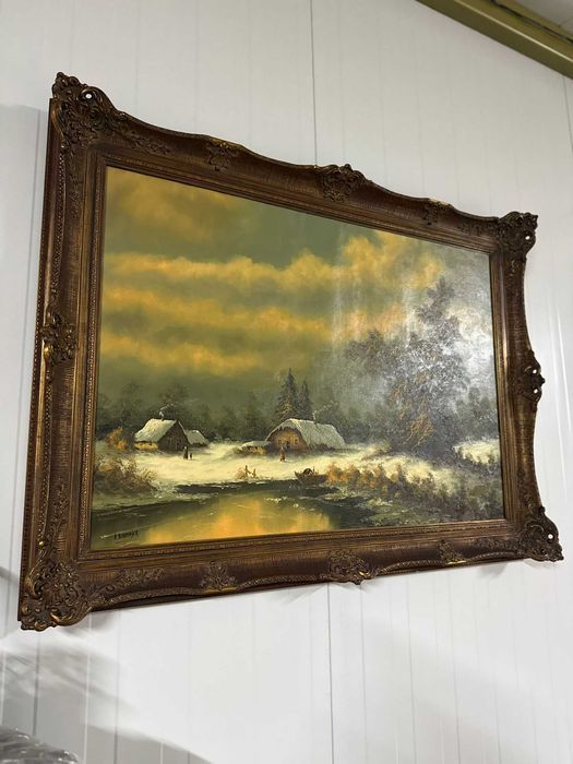 Голяма антикварна маслена картина