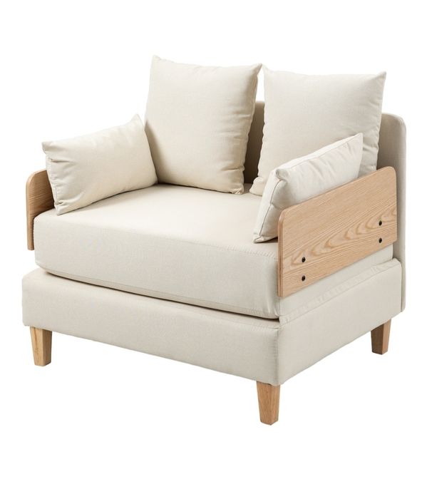 Fotoliu extensibil tapitat crem