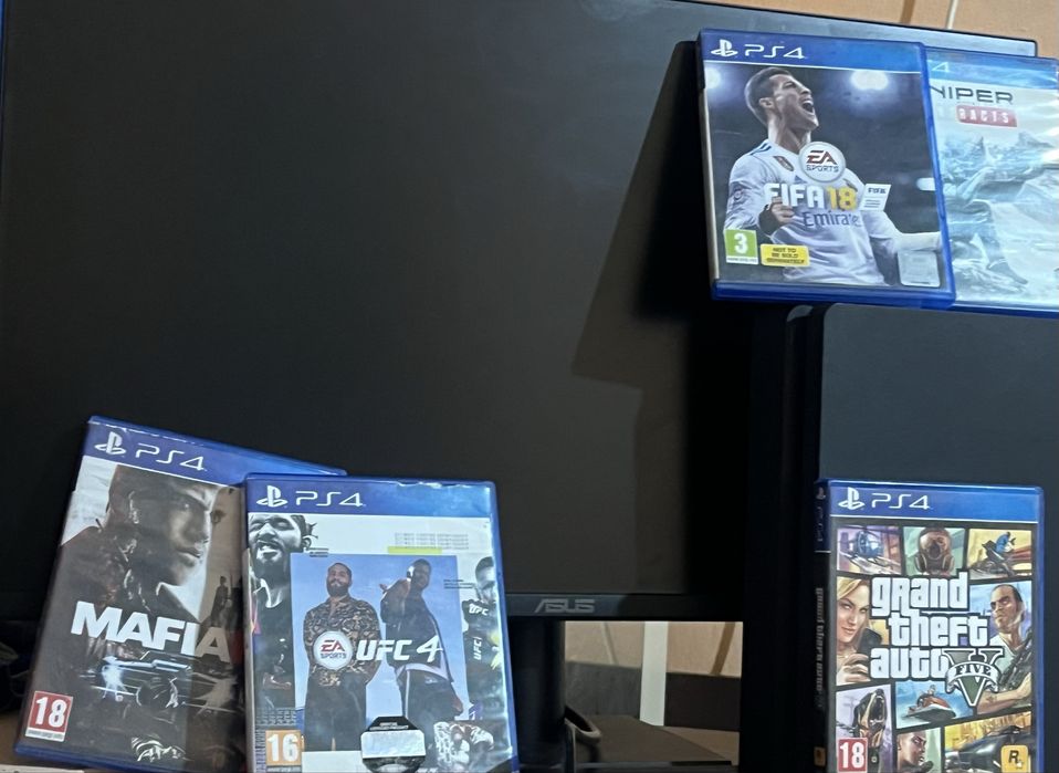 Ps4 slim 1tb hdr, cu un monitor de gaming,+ 6 jocuri