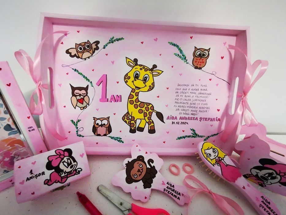 Tava moț / set taviță moț /  tavita turta personalizată pictată