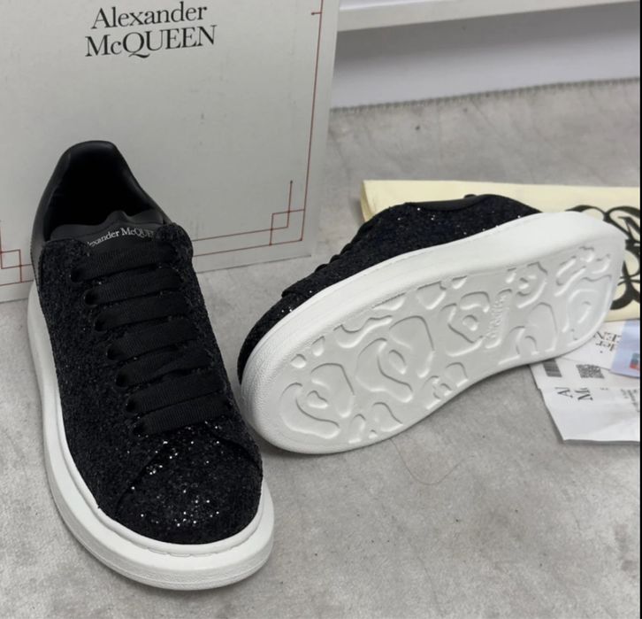 Adidasi Alexander Mcqueen glitter custom sclipici piele naturala negri