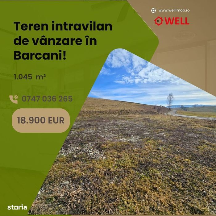 Teren intravilan de vânzare în Barcani!