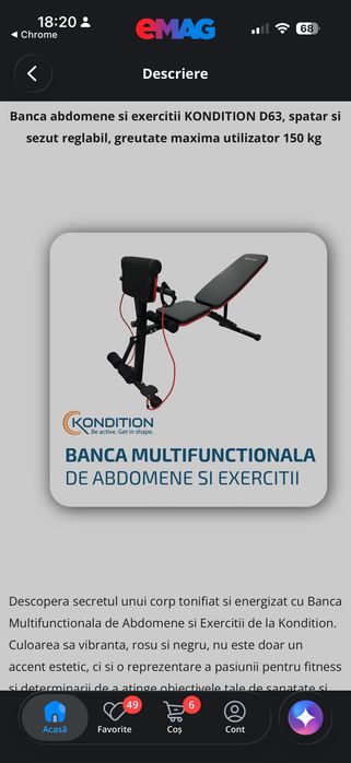 Banca multifunctionala de abdomene si exercitii