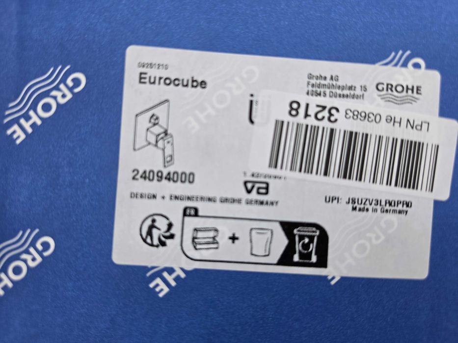 Baterie cada / dus incastrata Grohe Eurocube, patrata