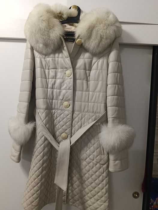 Haina de piele cu blană naturală