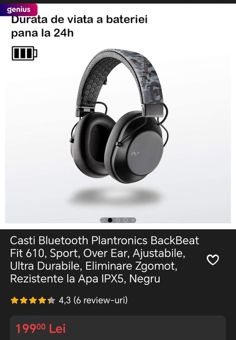 Casti Bluetooth Plantronics BackBeat Fit 610