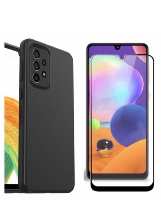 Samsung A52/A53/A54/A55/A56 Husa Soft Silicon Neagra + Folie Sticla Te