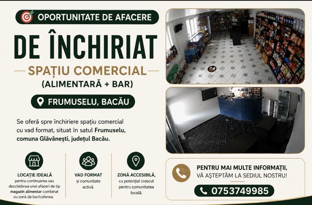 Inchiriere spatiu comercial  alimentara -bar