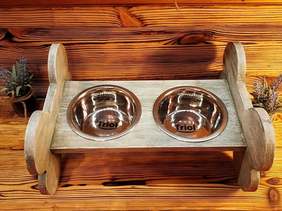 Подставка с мисками, миски, чашки для собак