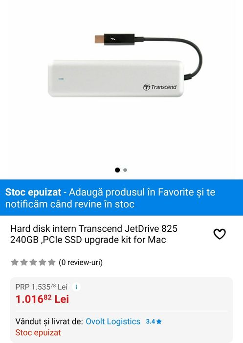 Vând hard disc intern Transcend JetDrive 825