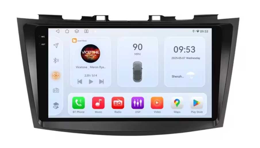 Мултимедия 9″ Android 14 за SUZUKI SWIFT V 5 CARPLAY навигация RDS DSP