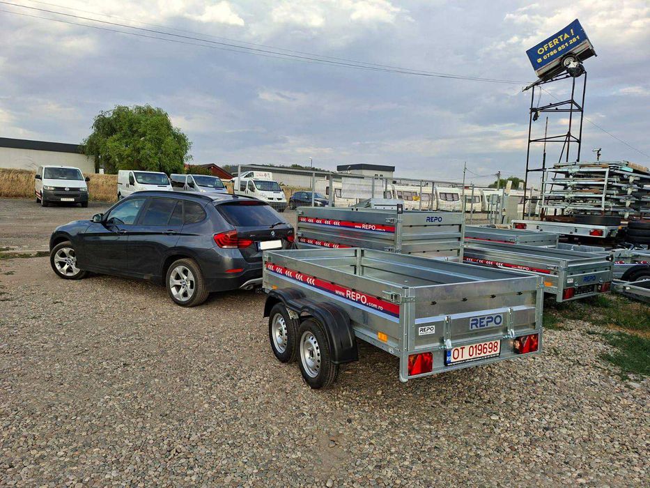 Remorcă nouă 750 kg basculabilă REPO cu acte RAR